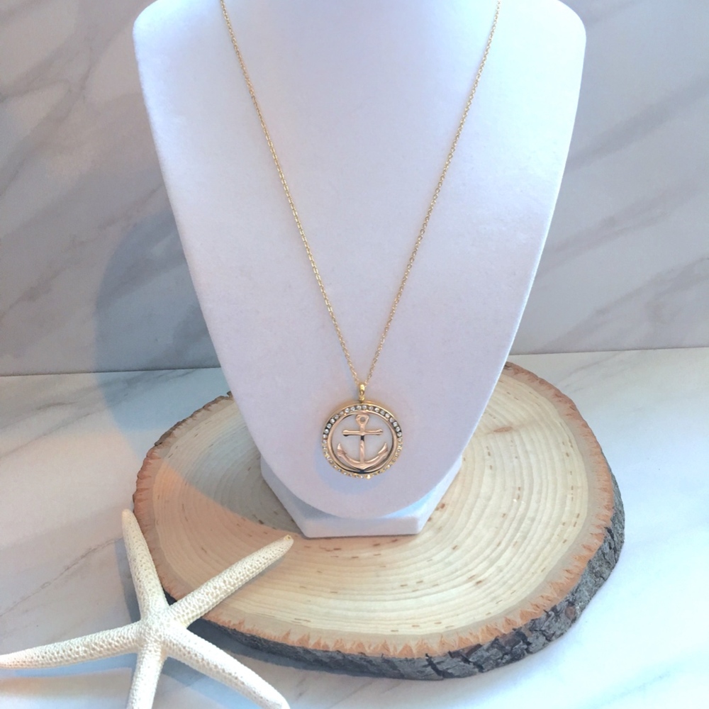 Anchor Aromatherapy Pendant Yellow Gold Necklace